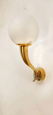 Brass Wall Light with White Sphere-QLH-1816647