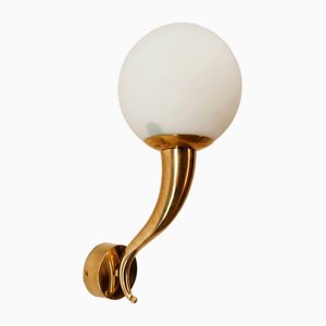 Brass Wall Light with White Sphere-QLH-1816647