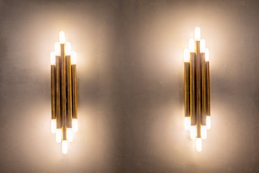 Brass Wall Lights by Sciolari, 1980s, Set of 2