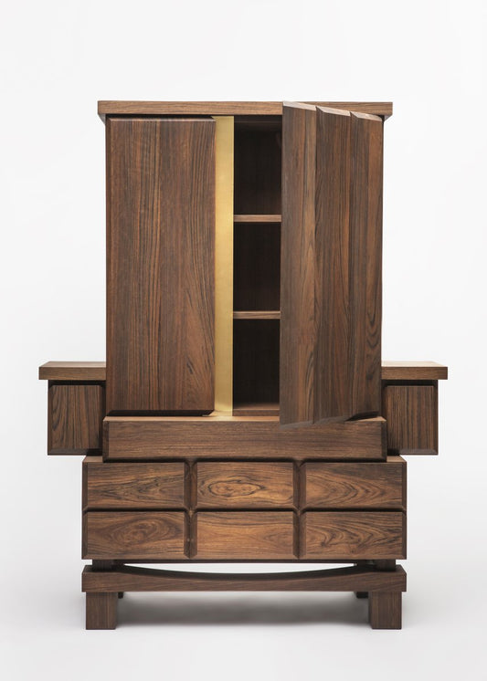 Brass & Walnut Cupboard by Antonio Aricò for Editamateria 

<img src="https://www.pamono.eu/skin/frontend/lamono/redesign/images/logo/individual/4.svg" class="exceptional-headline-image" /> 
The Exceptional