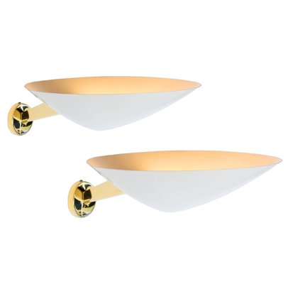 Brass & White 131 Sconces by Giuseppe Ostuni for Oluce, 1950s, Set of 2-XT-877264