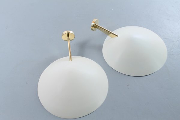 Brass & White 131 Sconces by Giuseppe Ostuni for Oluce, 1950s, Set of 2-XT-877264