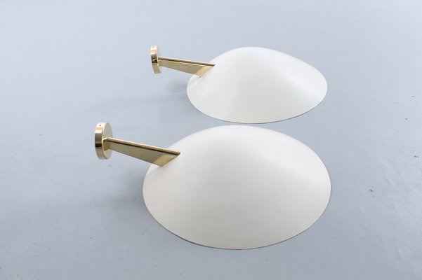 Brass & White 131 Sconces by Giuseppe Ostuni for Oluce, 1950s, Set of 2-XT-877264