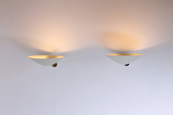 Brass & White 131 Sconces by Giuseppe Ostuni for Oluce, 1950s, Set of 2-XT-877264