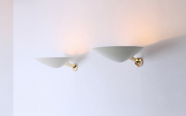 Brass & White 131 Sconces by Giuseppe Ostuni for Oluce, 1950s, Set of 2-XT-877264