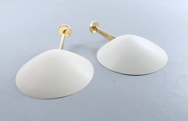 Brass & White 131 Sconces by Giuseppe Ostuni for Oluce, 1950s, Set of 2-XT-877264