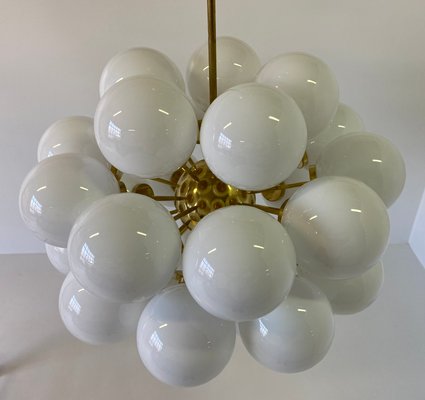 Brass & White Murano Glass Sphere Chandelier, 2000s-FF-883320