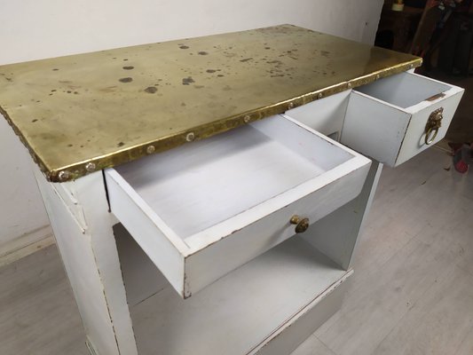 Brass White Patinated Counter, 1890s-EAD-1782038