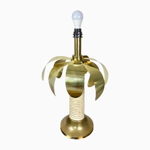 Brass & White Resin Palm Tree Shaped Table Lamp, Italy, 1970s-LYQ-1171524