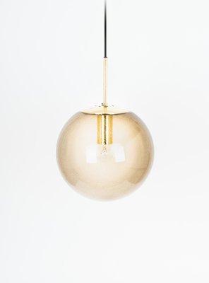 Brass with Smoked Glass Ball Pendant from Limburg, Germany, 1970s-UGR-1085761