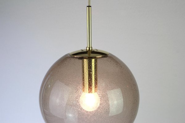 Brass with Smoked Glass Ball Pendant from Limburg, Germany, 1970s-UGR-1085761