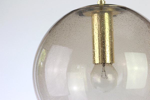 Brass with Smoked Glass Ball Pendant from Limburg, Germany, 1970s-UGR-1085761