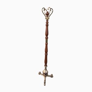 Brass & Wood Coat Stand, 1950s-WQQ-859382