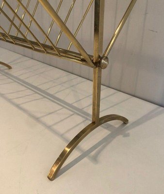 Brass & Wood Magazine Rack in the Style of Cesare Lacca-BA-1365474