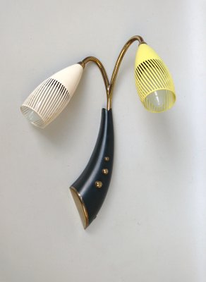 Brass, Yellow, Beige and Black Wall Lamp Set from Gebrüder Cosack, 1950s, Set of 8-EY-2016606