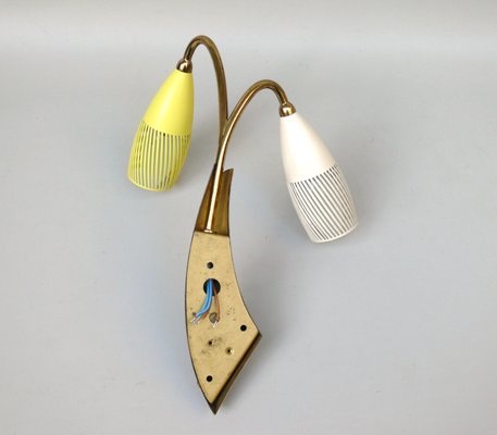 Brass, Yellow, Beige and Black Wall Lamp Set from Gebrüder Cosack, 1950s, Set of 8-EY-2016606