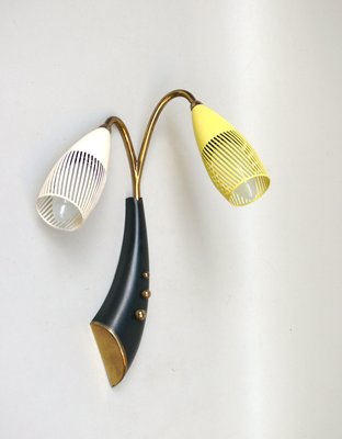 Brass, Yellow, Beige and Black Wall Lamp Set from Gebrüder Cosack, 1950s, Set of 8-EY-2016606