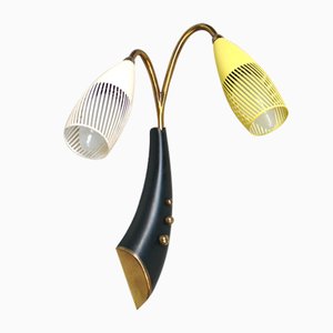 Brass, Yellow, Beige and Black Wall Lamp Set from Gebrüder Cosack, 1950s, Set of 8-EY-2016606