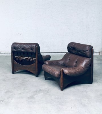 Brazilian Style Leather Lounge Chairs, 1970s, Set of 2-RQV-1707095