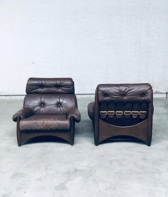 Brazilian Style Leather Lounge Chairs, 1970s, Set of 2-RQV-1707095