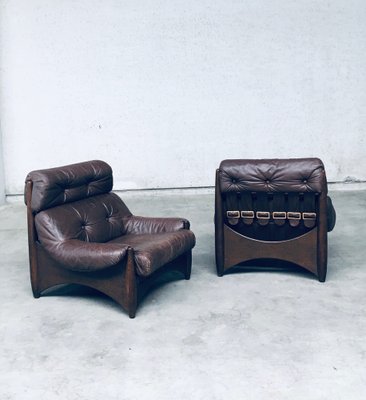 Brazilian Style Leather Lounge Chairs, 1970s, Set of 2-RQV-1707095