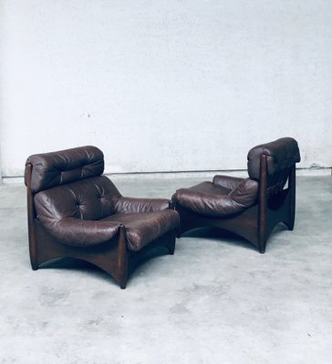 Brazilian Style Leather Lounge Chairs, 1970s, Set of 2-RQV-1707095