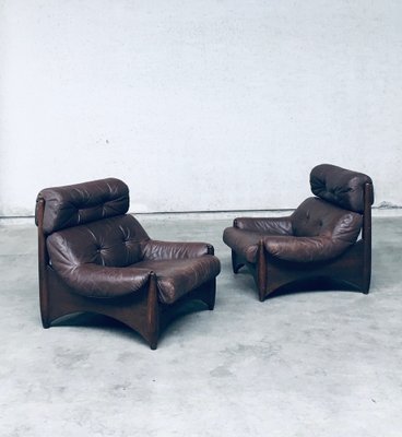 Brazilian Style Leather Lounge Chairs, 1970s, Set of 2-RQV-1707095