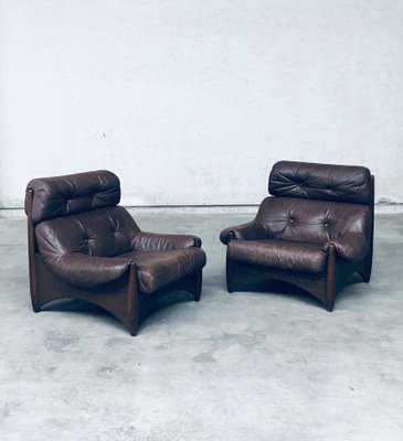 Brazilian Style Leather Lounge Chairs, 1970s, Set of 2-RQV-1707095