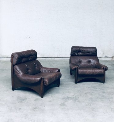 Brazilian Style Leather Lounge Chairs, 1970s, Set of 2-RQV-1707095