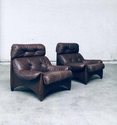 Brazilian Style Leather Lounge Chairs, 1970s, Set of 2-RQV-1707095