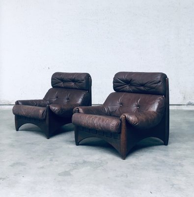 Brazilian Style Leather Lounge Chairs, 1970s, Set of 2-RQV-1707095