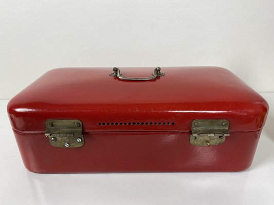 Bread Box in Enamelled Red, 1950s-WZZ-1279849