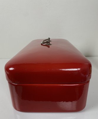 Bread Box in Enamelled Red, 1950s-WZZ-1279849