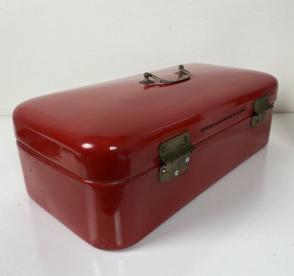 Bread Box in Enamelled Red, 1950s-WZZ-1279849