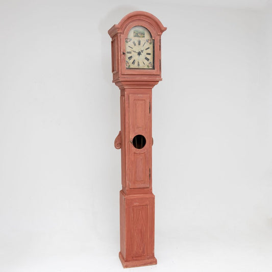 Brick-Red Grandfather Clock, 19th Century