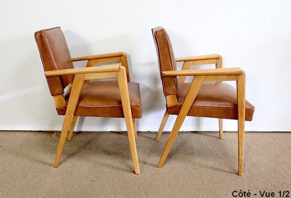 Bridge Armchairs in Natural Beech, 1950s, Set of 2-RVK-978481