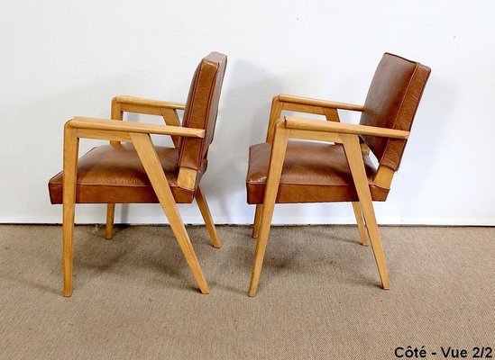 Bridge Armchairs in Natural Beech, 1950s, Set of 2-RVK-978481