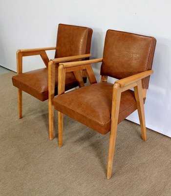 Bridge Armchairs in Natural Beech, 1950s, Set of 2-RVK-978481