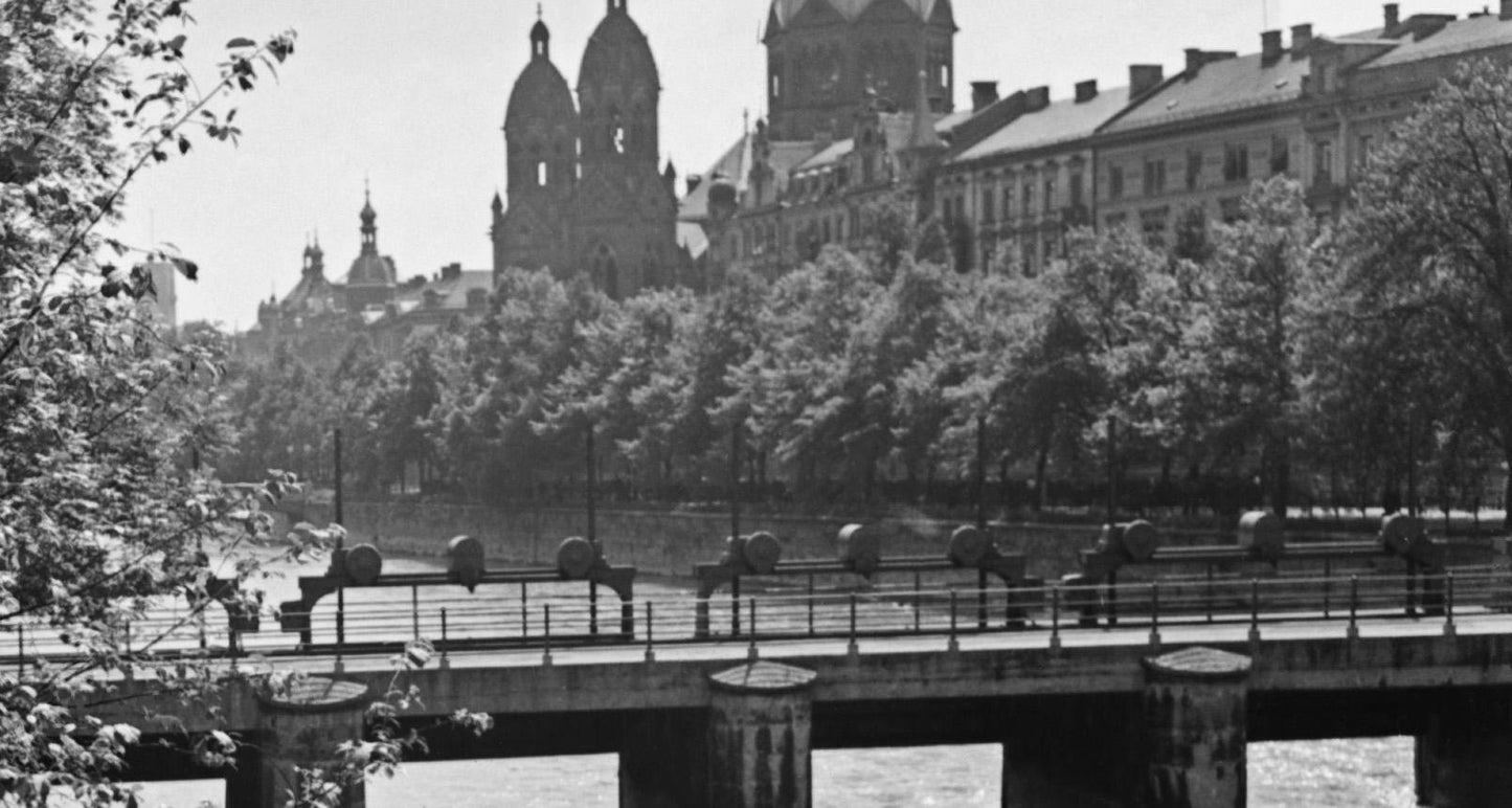 Bridge at Isar View to Lutheran St. Lukas Church, Germany, 1937