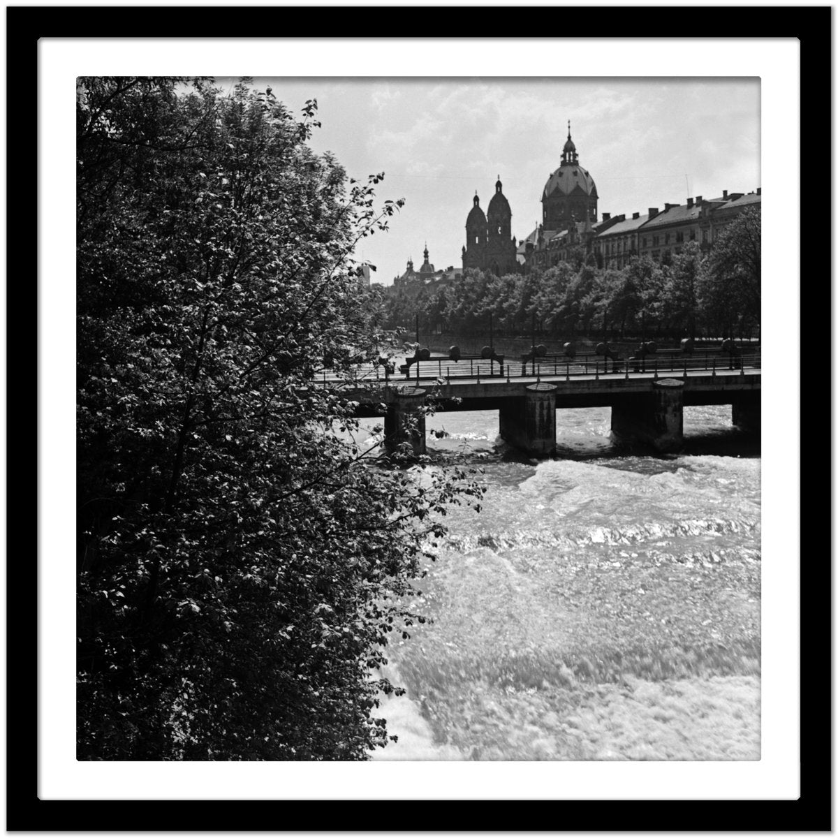 Bridge at Isar View to Lutheran St. Lukas Church, Germany, 1937