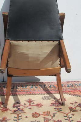 Bridge Chair in Walnut and Leatherette, 1940s-RDN-956527