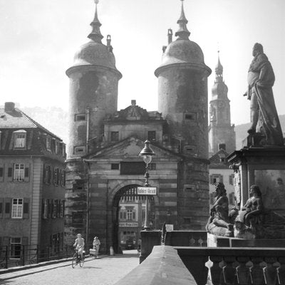 Bridge River Neckar to Brueckentor Gate Heidelberg, Germany 1936, Printed 2021-DYV-990675