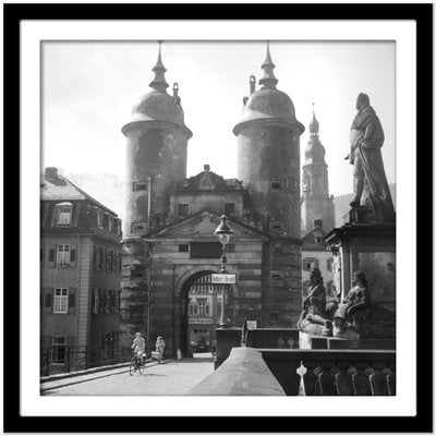 Bridge River Neckar to Brueckentor Gate Heidelberg, Germany 1936, Printed 2021-DYV-990675