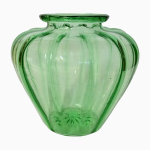 Bright Green Blown Glass Vase by Giacomo Cappellin, Murano, 1930s-QZG-1409465