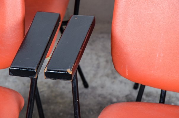 Bright Red Dining Chairs by W.H Gispen for Kembo, 1950s, Set of 4-QVY-1338043