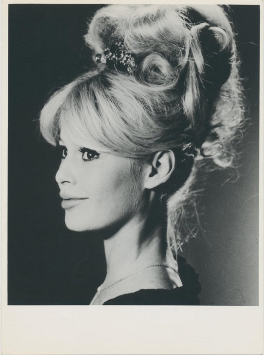 Brigitte Bardot Profile, Black and White Photograph, 1960s