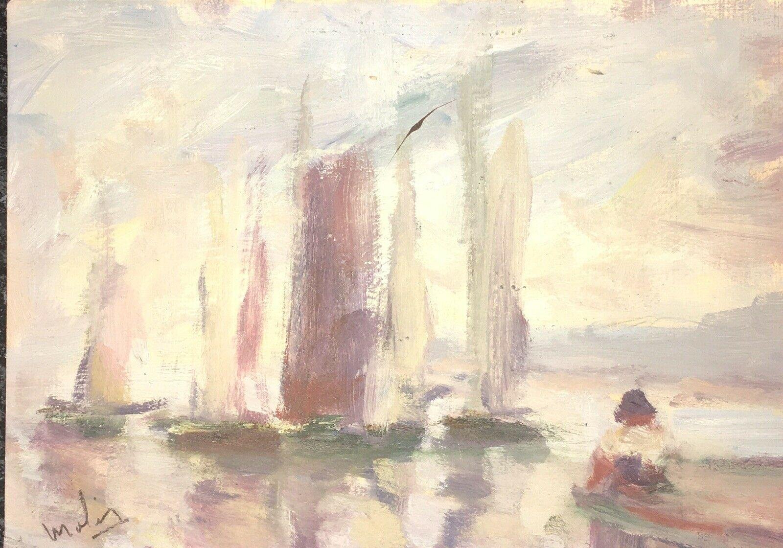 Brita Molin, 1919-2006, Sailboats on the Harbor, Oil Sketch