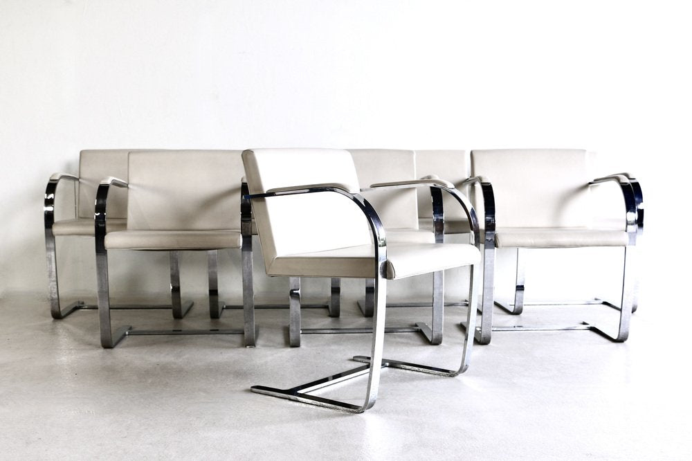 Brno Armchairs attributed to Mies van der Rohe for Knoll, USA, 1980s, Set of 8