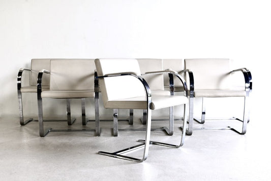 Brno Armchairs attributed to Mies van der Rohe for Knoll, USA, 1980s, Set of 8