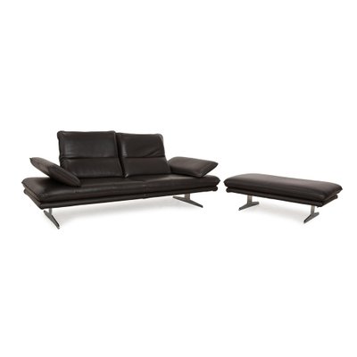 Broadway Leather Sofa Set in Dark Brown Grey from Willi Schillig, Set of 2-RQW-2036341